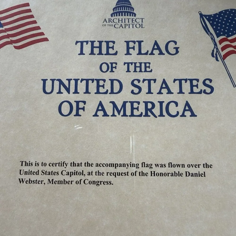 U.S. Capitol Flag Certificate – Flown Over Capitol Rep. Daniel Webster FL Framed
